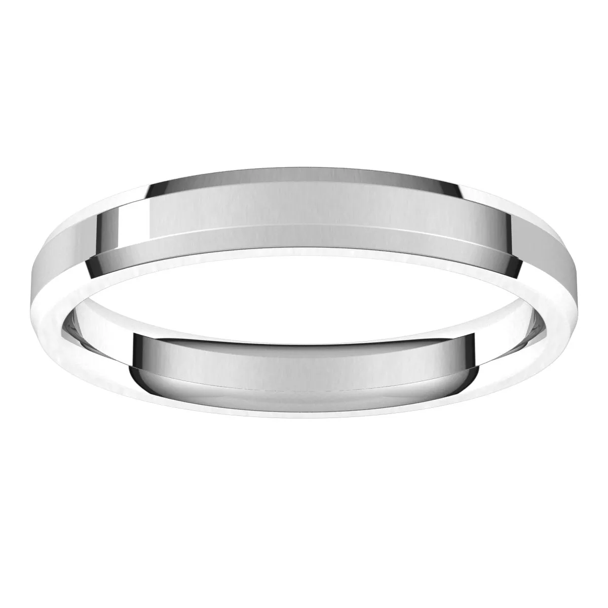 10K White 3 mm Beveled Edge Comfort Fit Light Band