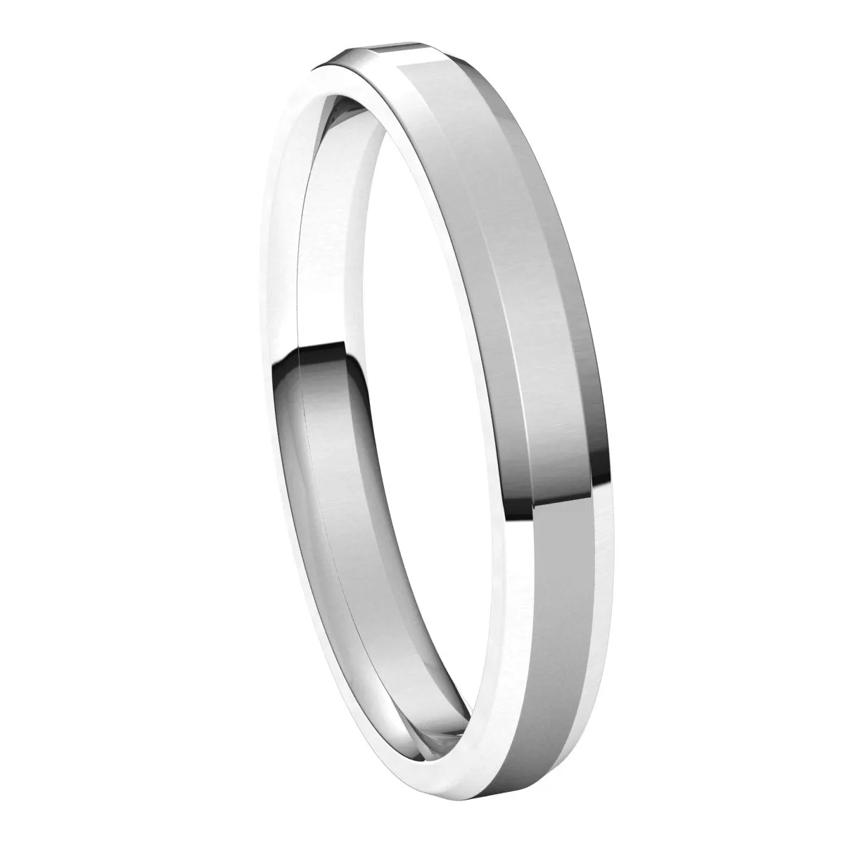 10K White 3 mm Beveled Edge Comfort Fit Light Band