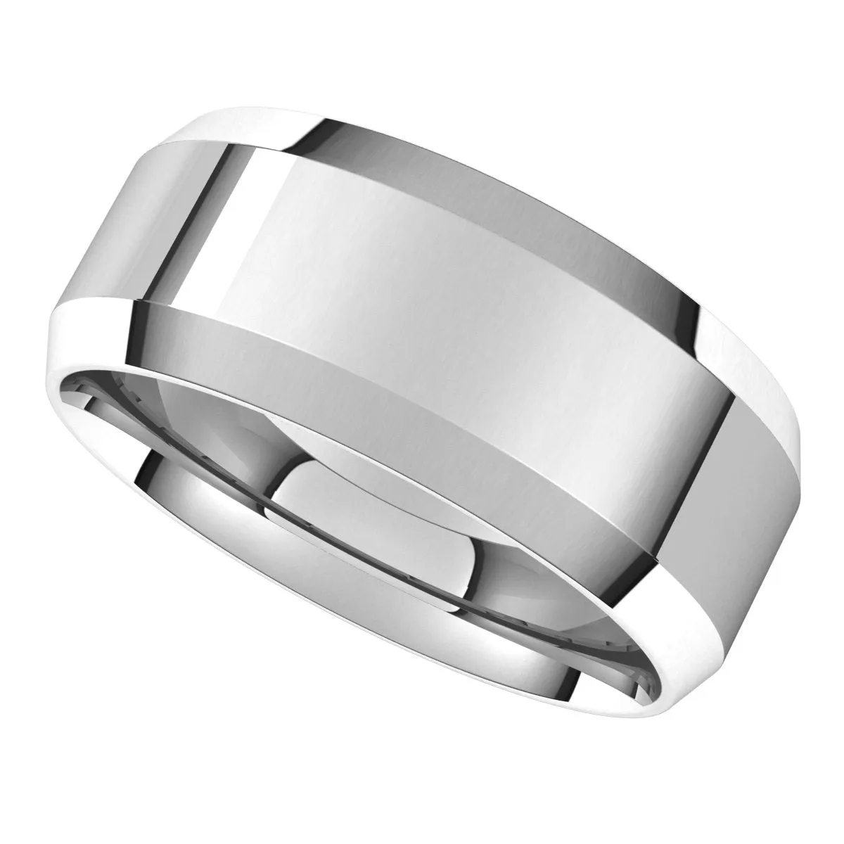 10K White 8 mm Beveled Edge Comfort Fit Light Band