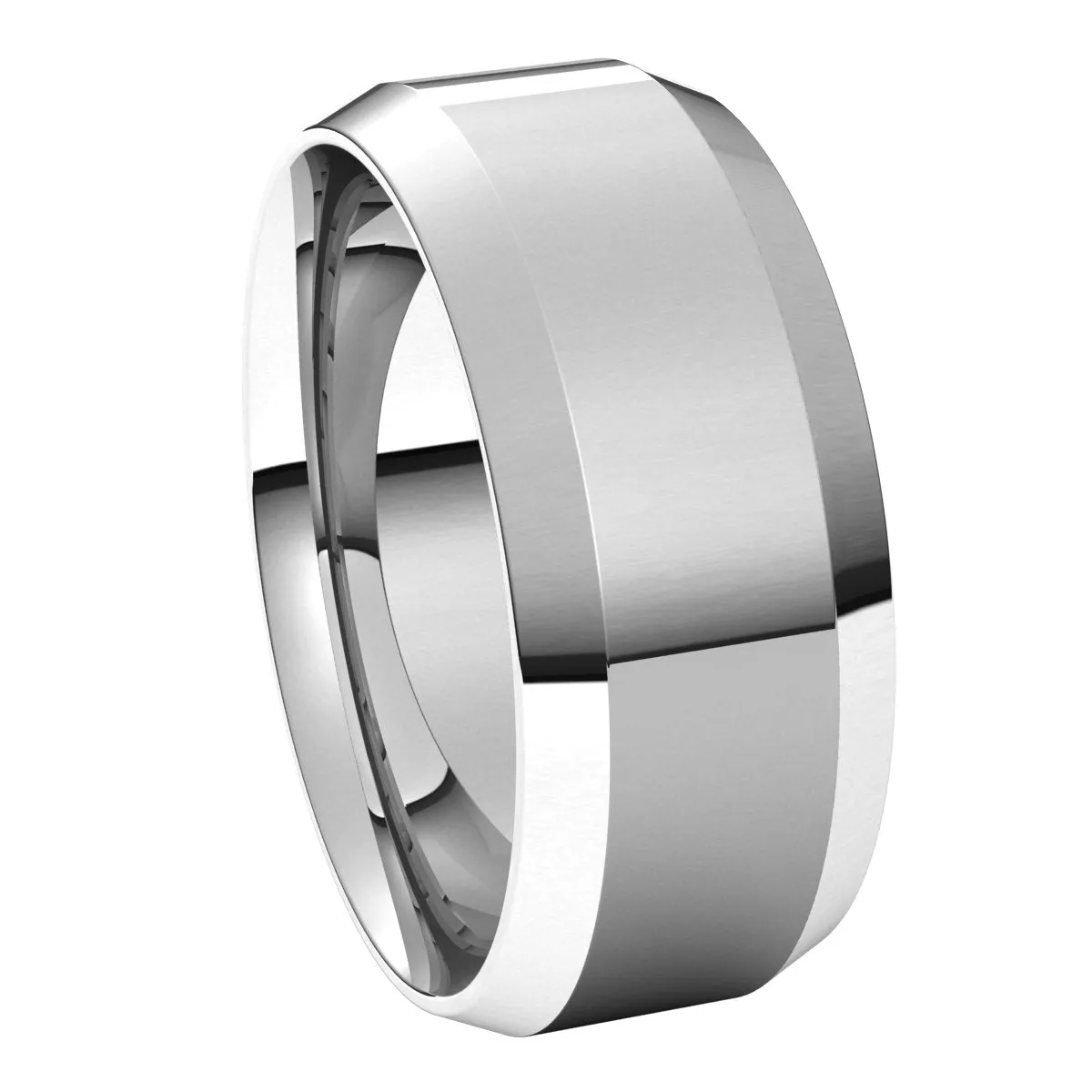 10K White 8 mm Beveled Edge Comfort Fit Light Band