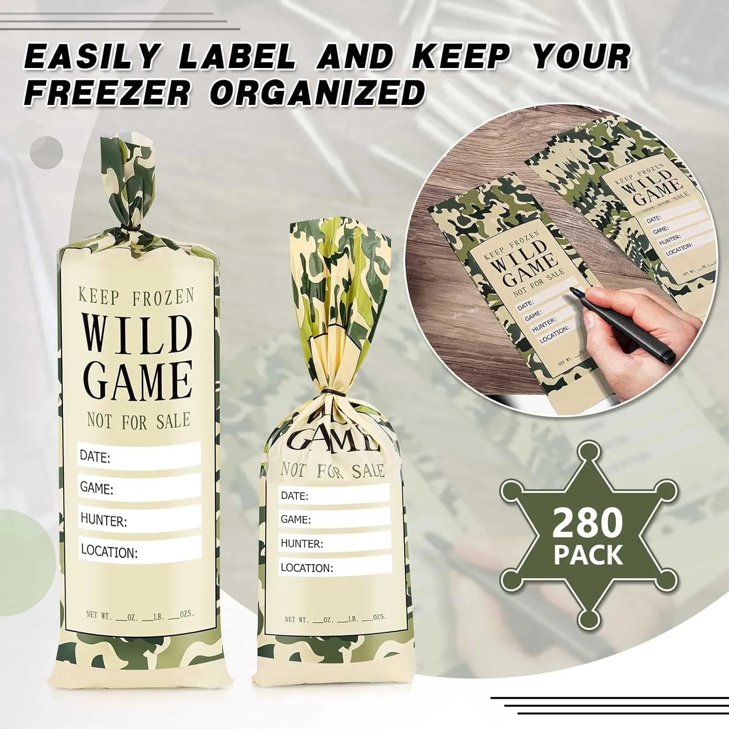 140 Pack 1Lb Wild Game Freezer Bags Hunting Meat Packaging for Ground Meat