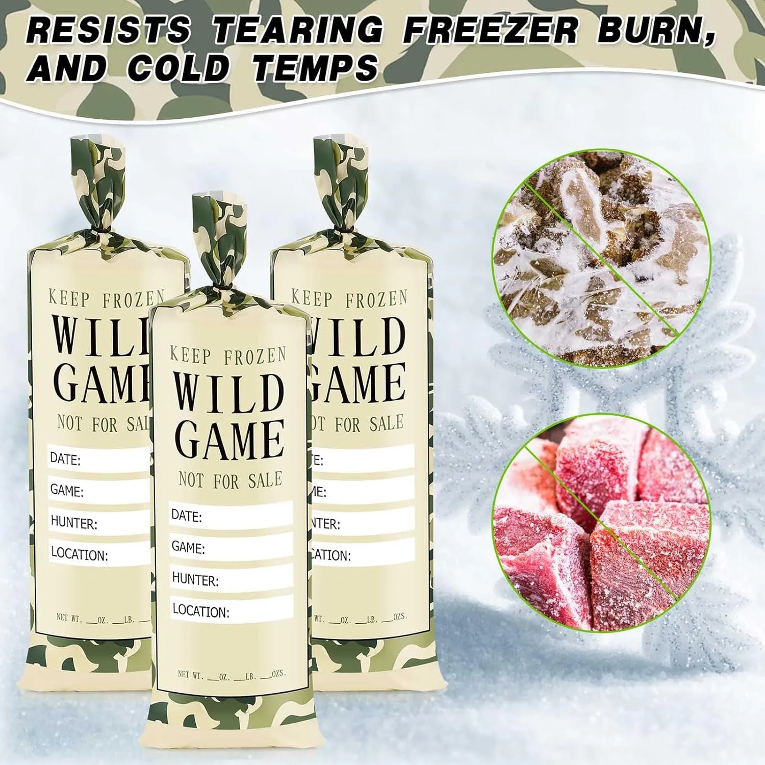 140 Pack 1Lb Wild Game Freezer Bags Hunting Meat Packaging for Ground Meat