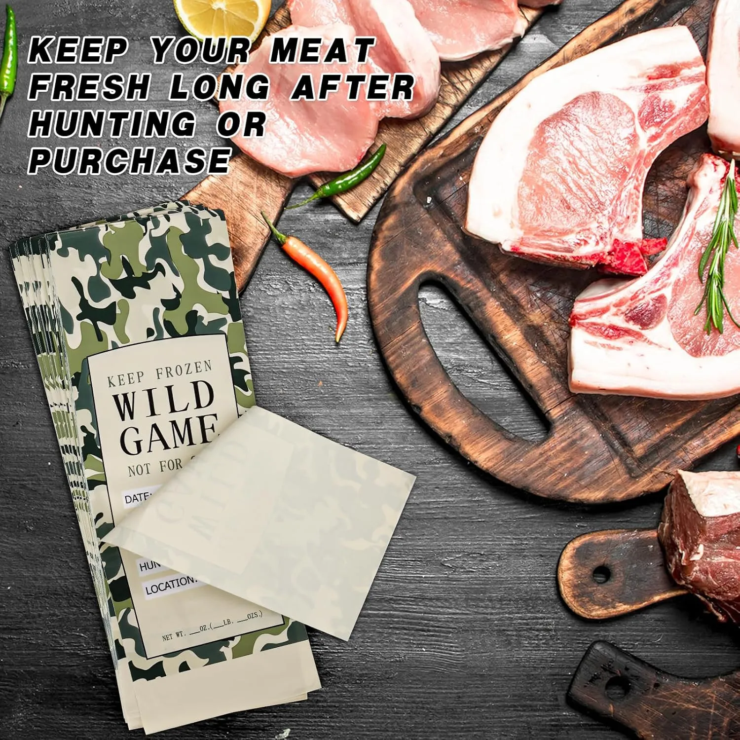 140 Pack 1Lb Wild Game Freezer Bags Hunting Meat Packaging for Ground Meat