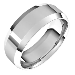 14K White 7 mm Beveled Edge Comfort Fit Light Band