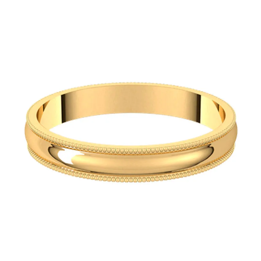 14K White Lightweight Milgrain Wedding Band