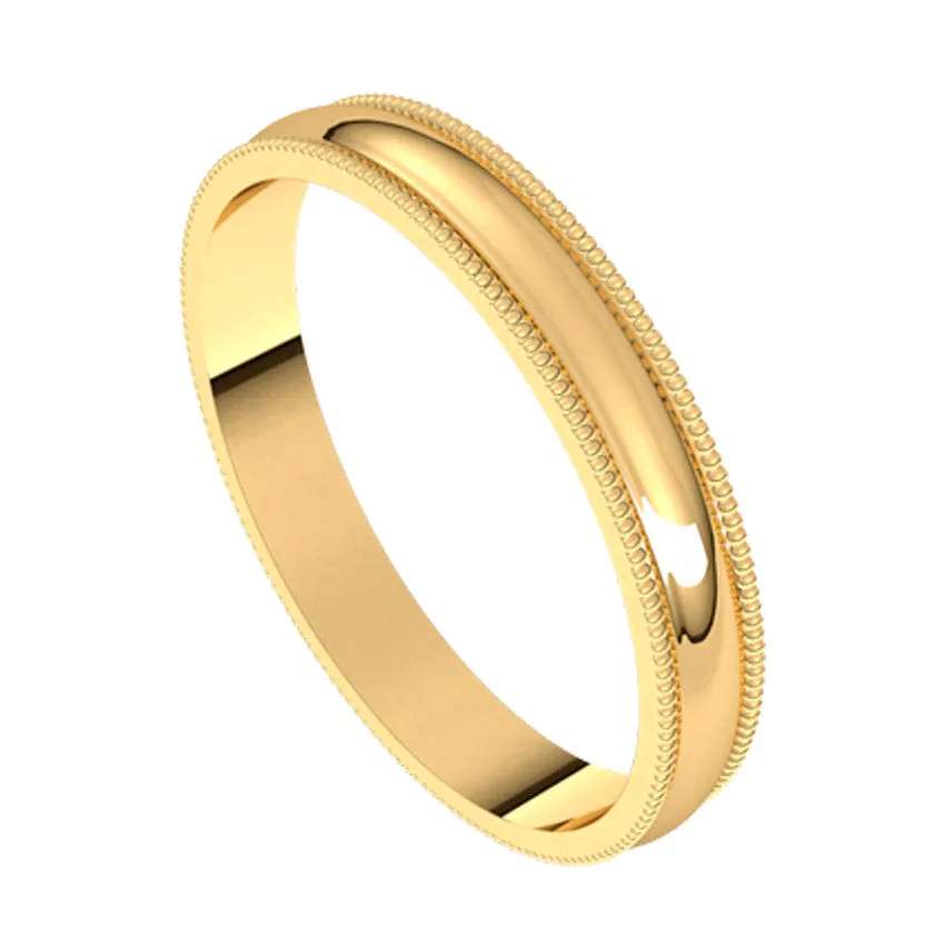 14K White Lightweight Milgrain Wedding Band