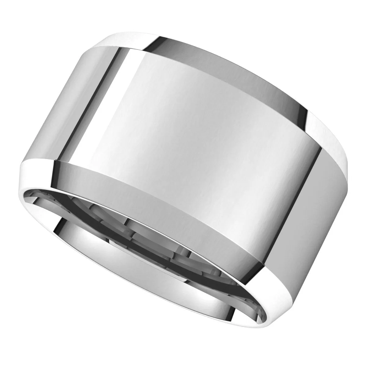 14K X1 White 12 mm Beveled Edge Comfort Fit Light Band