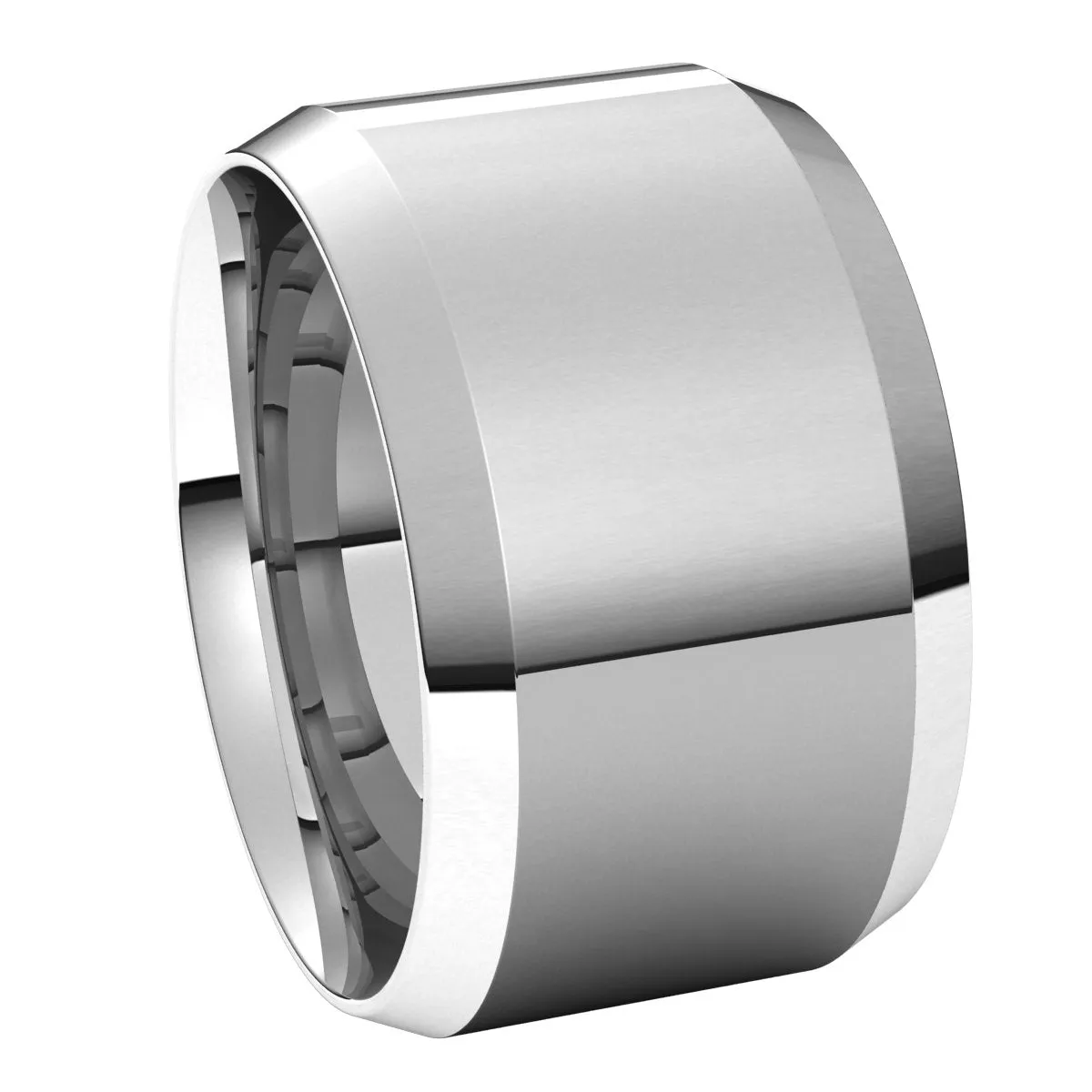 14K X1 White 12 mm Beveled Edge Comfort Fit Light Band