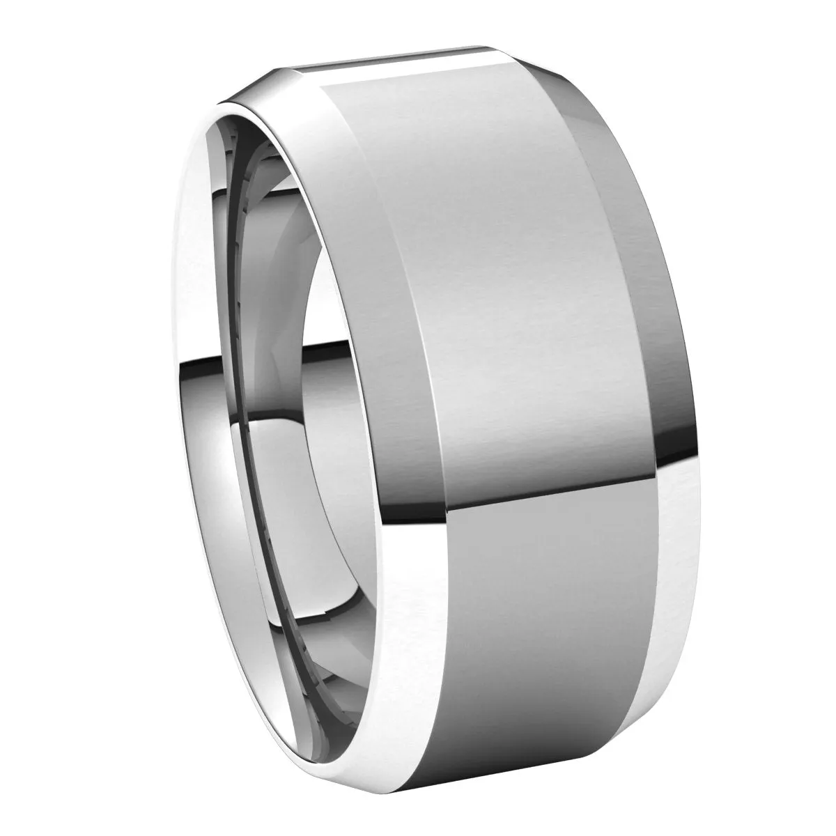 14K X1 White 9 mm Beveled Edge Comfort Fit Light Band