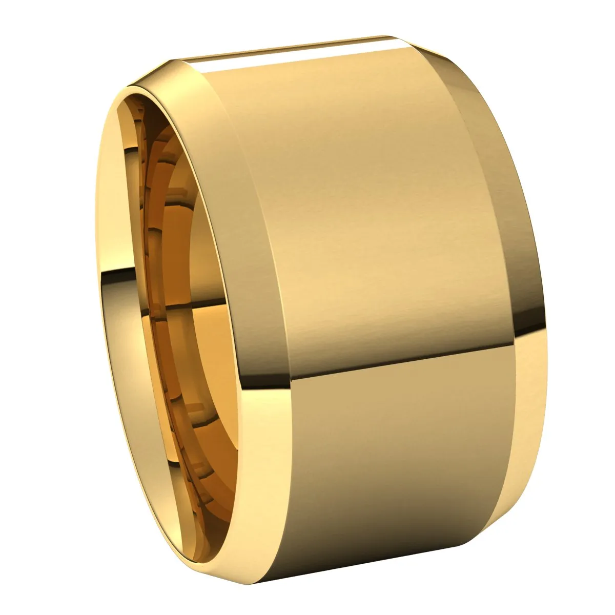 14K Yellow 12 mm Beveled Edge Comfort Fit Light Band
