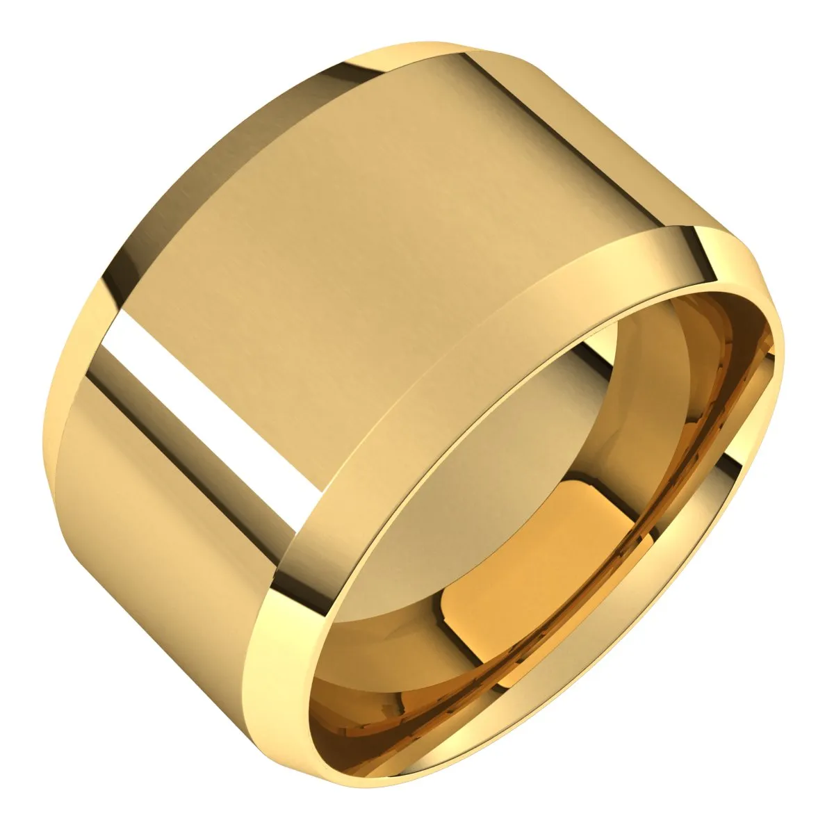 14K Yellow 12 mm Beveled Edge Comfort Fit Light Band