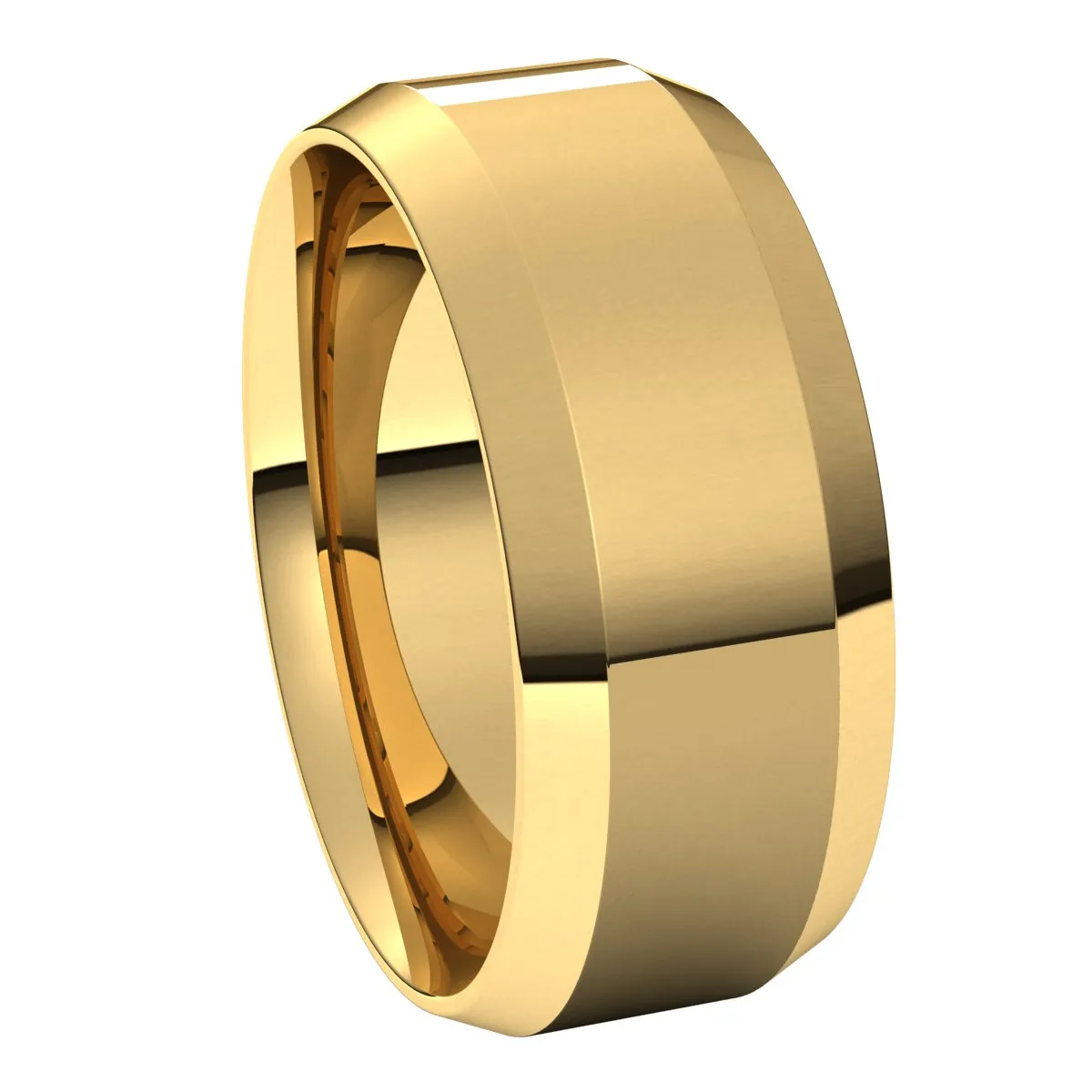 14K Yellow 8 mm Beveled Edge Comfort Fit Light Band