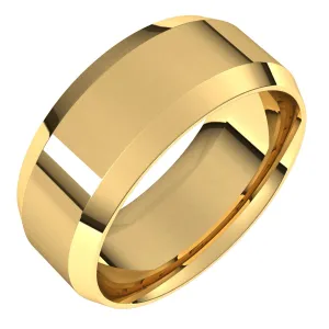 14K Yellow 8 mm Beveled Edge Comfort Fit Light Band