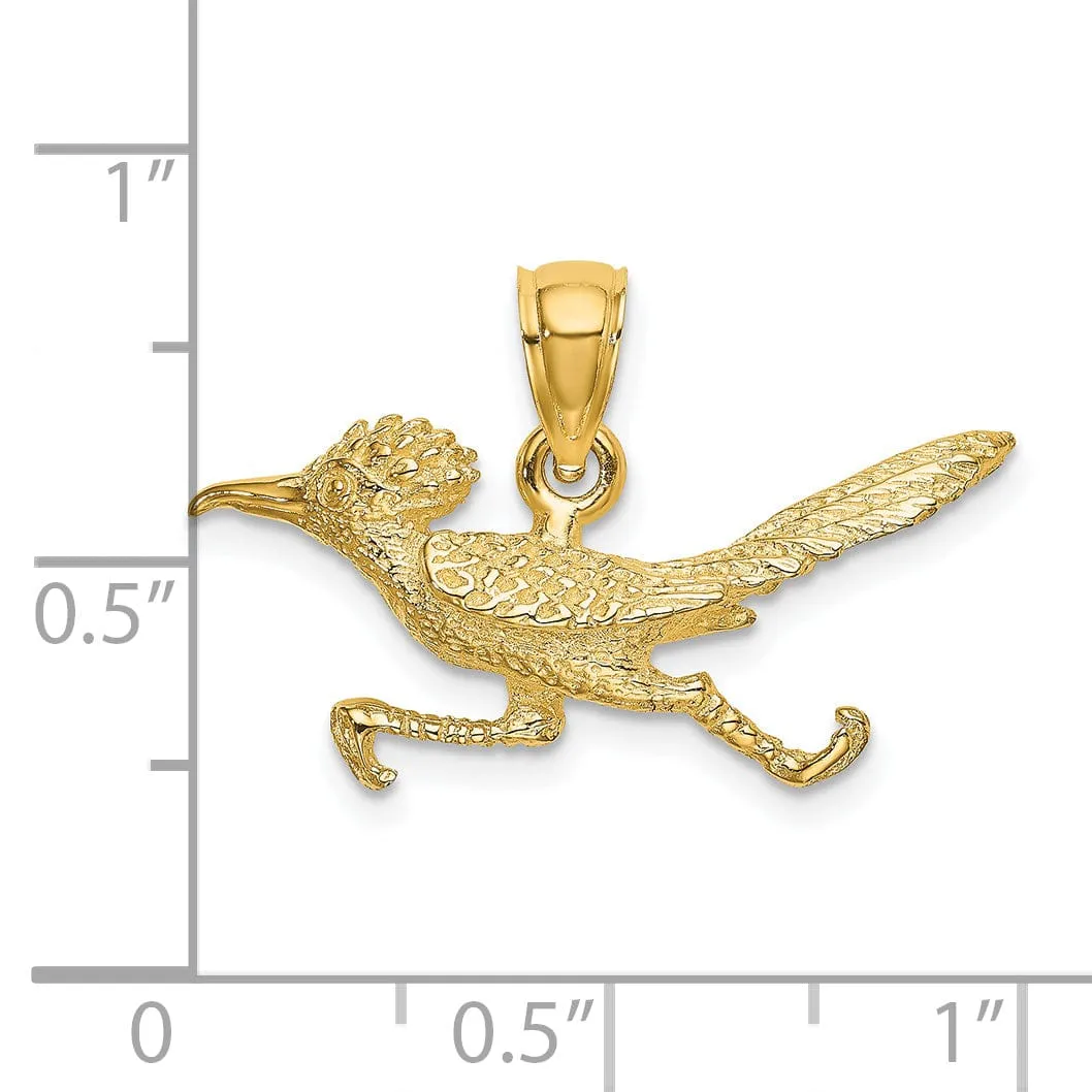 14K Yellow Gold 3-D Polished Finish Road Runner Pendant