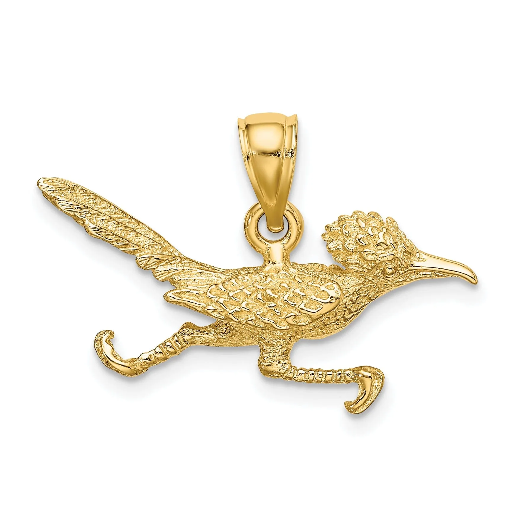 14K Yellow Gold 3-D Polished Finish Road Runner Pendant