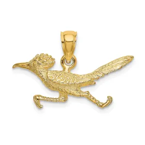 14K Yellow Gold 3-D Polished Finish Road Runner Pendant