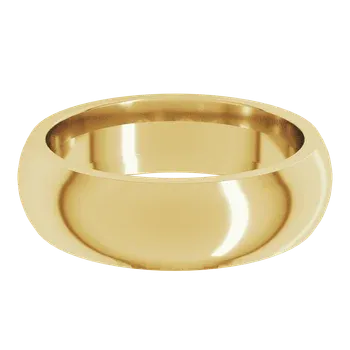 14K Yellow Gold Comfort Fit Lightweight Half Round 6mm Band , Size 10 (93089)