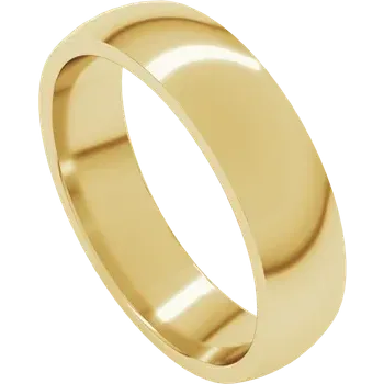 14K Yellow Gold Comfort Fit Lightweight Half Round 6mm Band , Size 10 (93089)