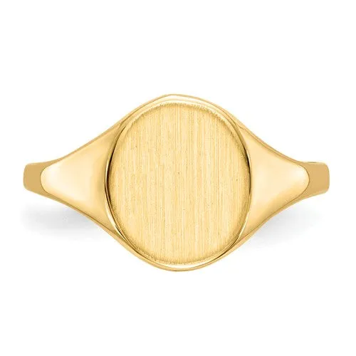14k Yellow Gold Solid Lightweight 10mm Oval Signet Ring (Ladies Sizes)