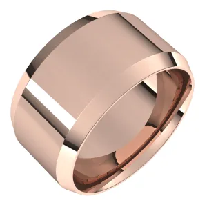 18K Rose 11 mm Beveled Edge Comfort Fit Light Band