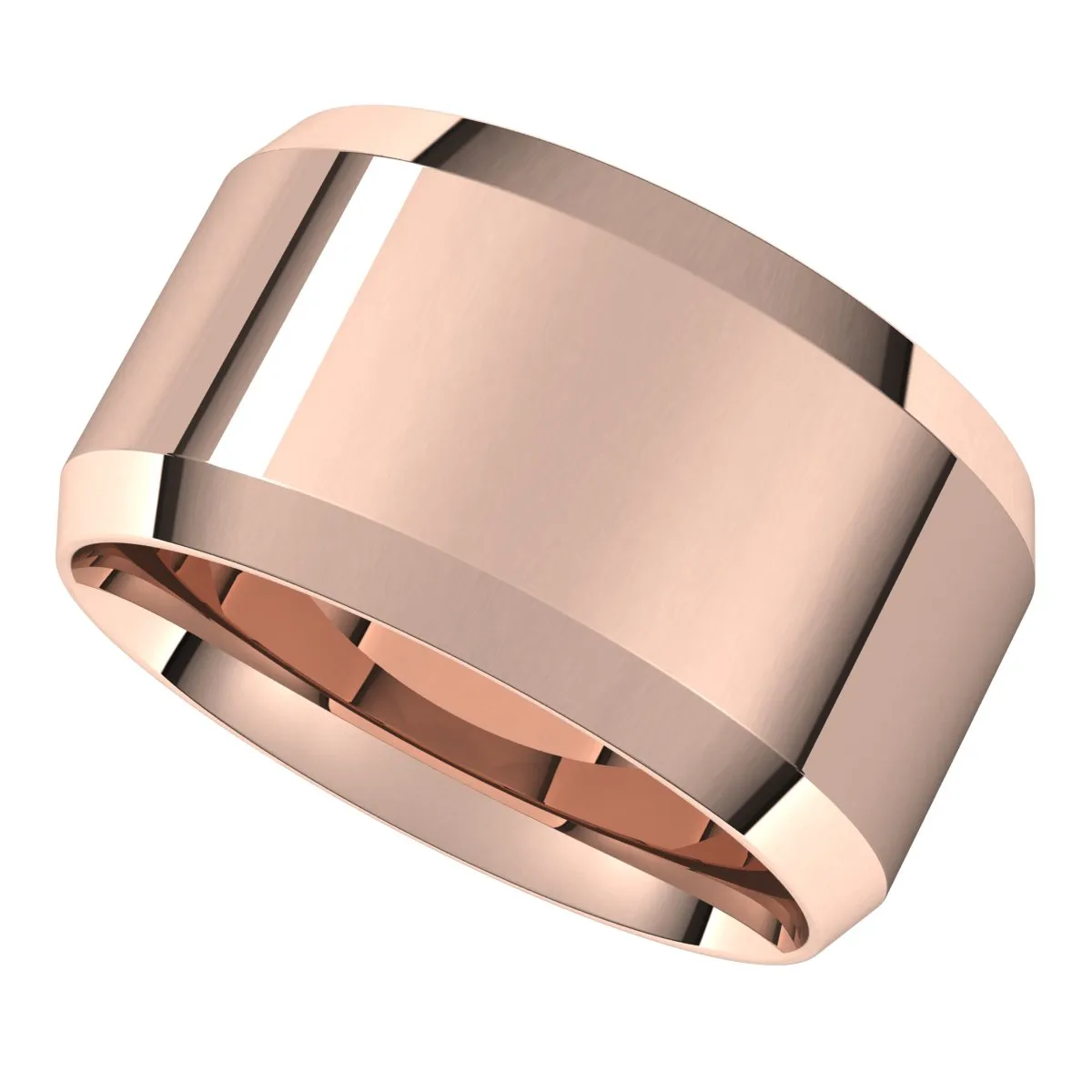18K Rose 11 mm Beveled Edge Comfort Fit Light Band