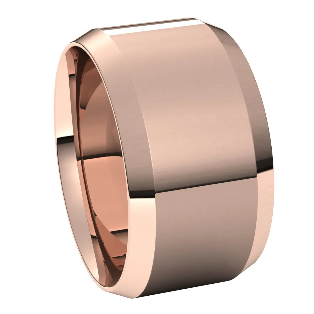 18K Rose 11 mm Beveled Edge Comfort Fit Light Band