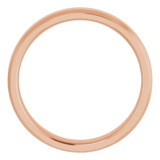 18K Rose 4 mm Beveled Edge Comfort Fit Light Band
