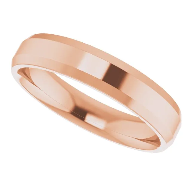 18K Rose 4 mm Beveled Edge Comfort Fit Light Band