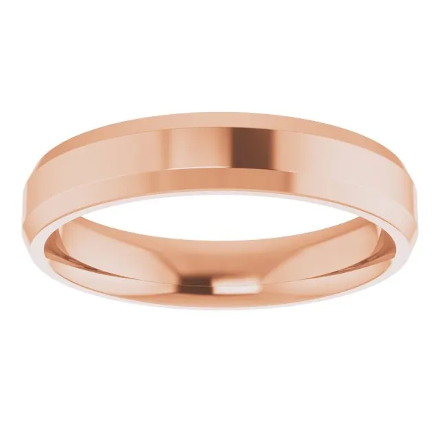 18K Rose 4 mm Beveled Edge Comfort Fit Light Band