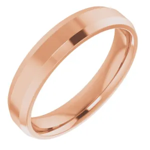 18K Rose 4 mm Beveled Edge Comfort Fit Light Band