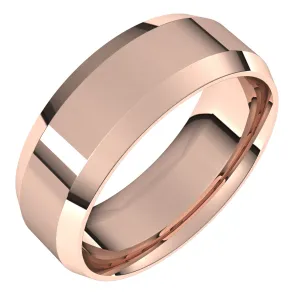18K Rose 7 mm Beveled Edge Comfort Fit Light Band