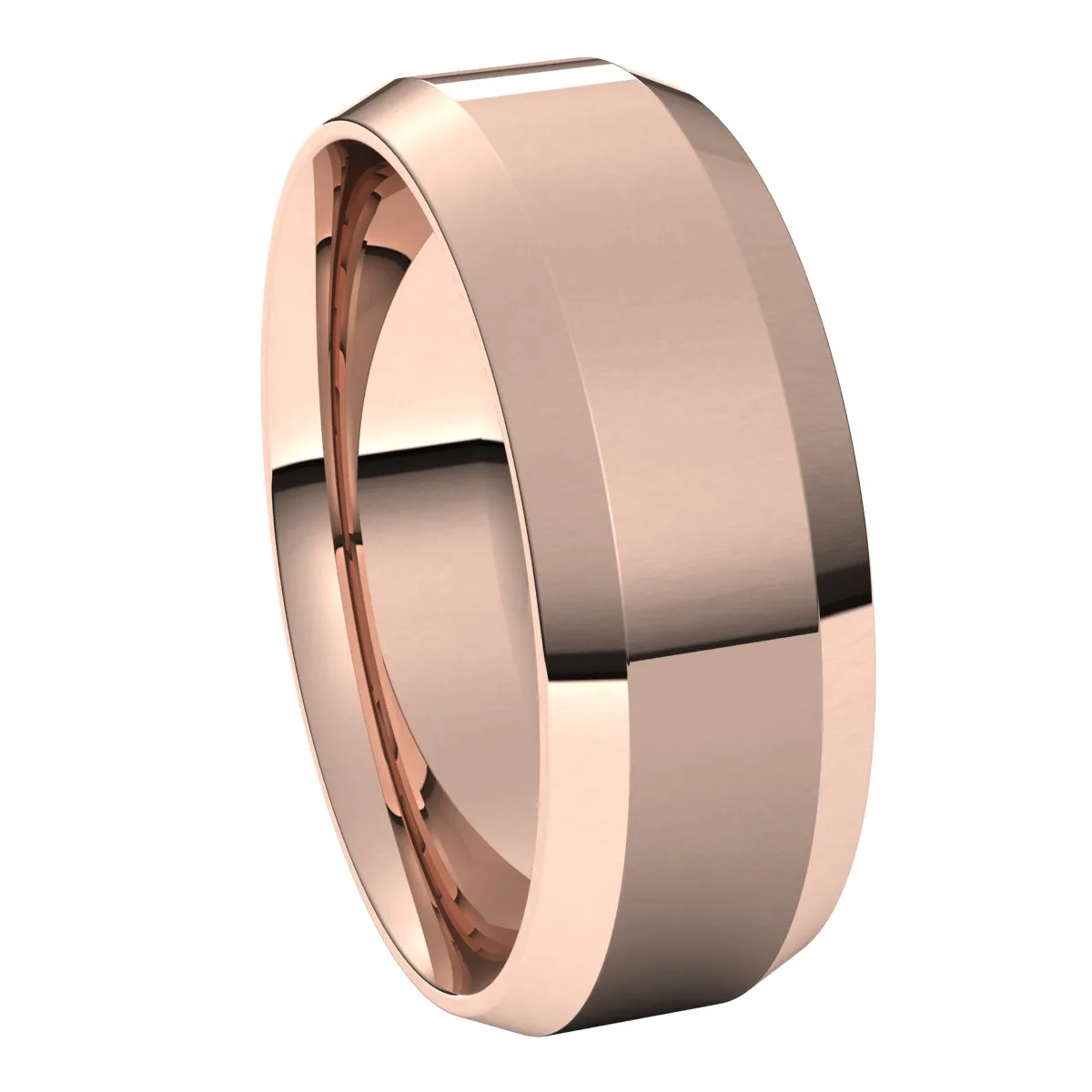 18K Rose 7 mm Beveled Edge Comfort Fit Light Band