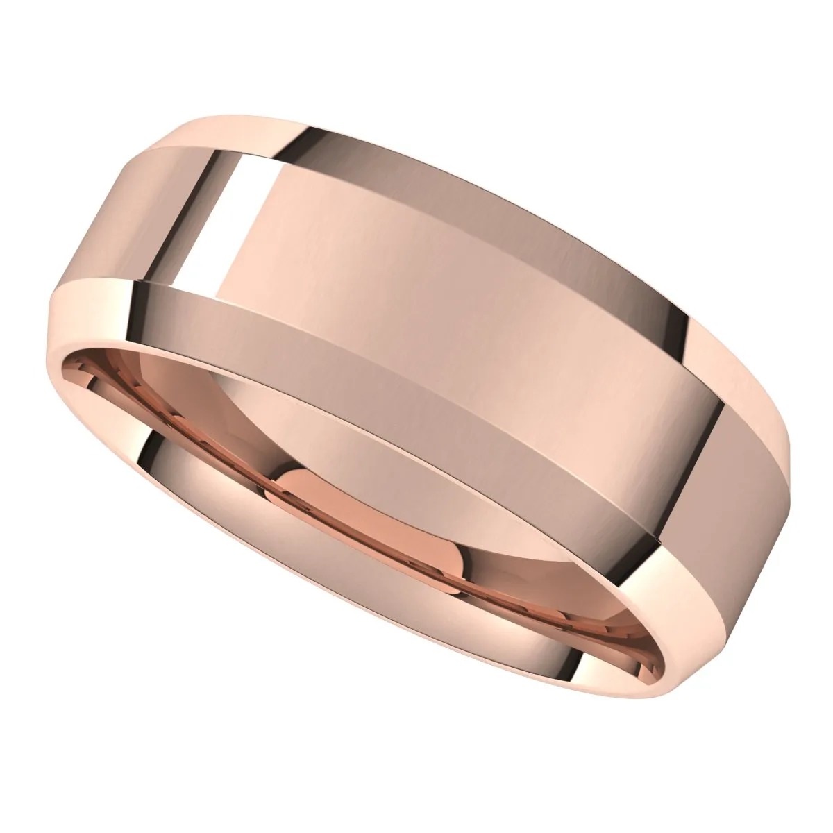 18K Rose 7 mm Beveled Edge Comfort Fit Light Band