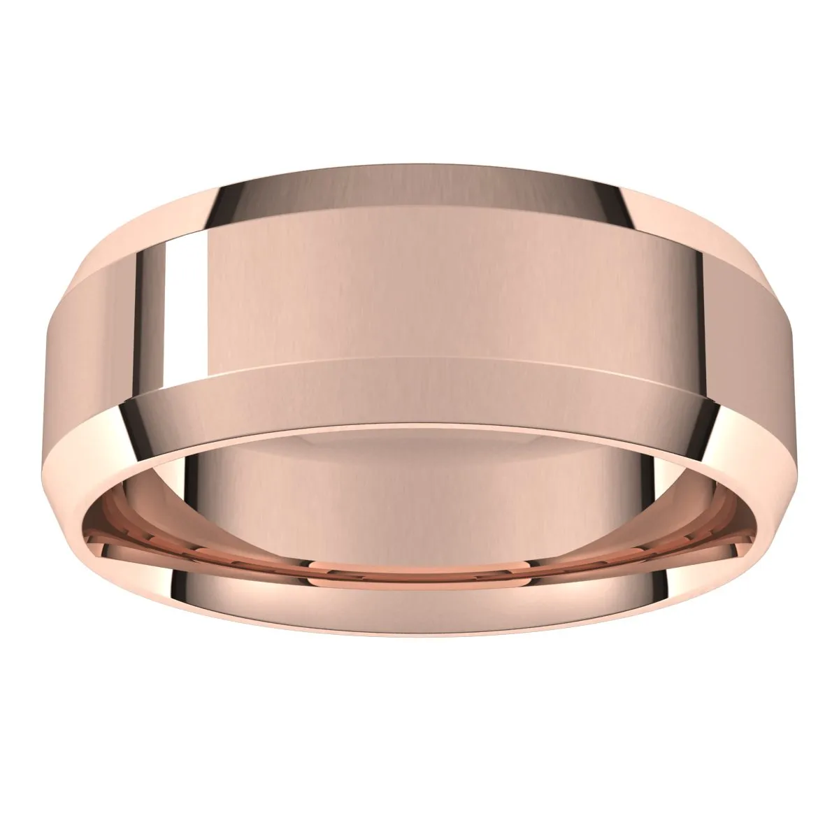 18K Rose 7 mm Beveled Edge Comfort Fit Light Band