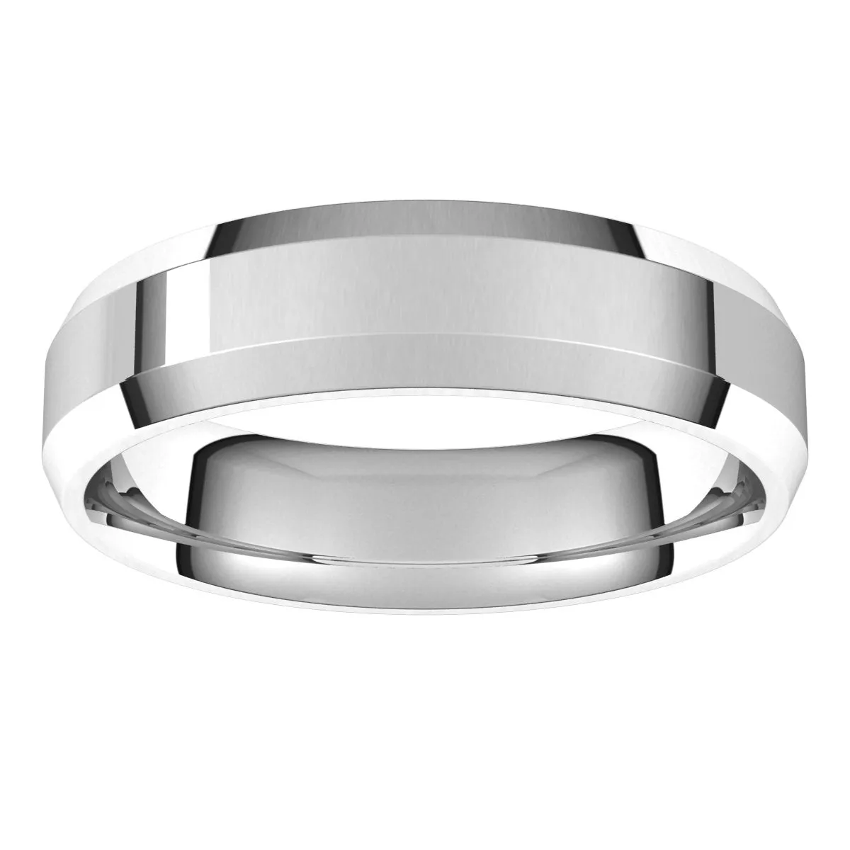 18K White 5 mm Beveled Edge Comfort Fit Light Band