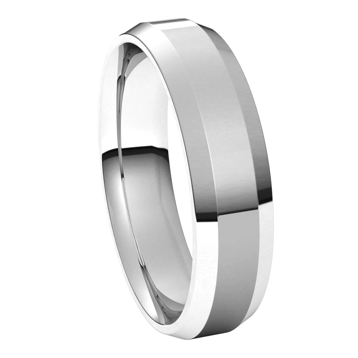 18K White 5 mm Beveled Edge Comfort Fit Light Band