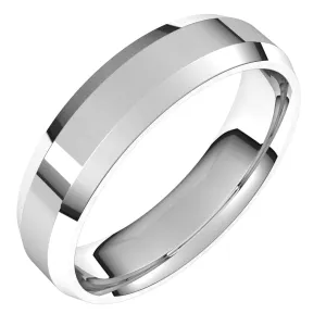 18K White 5 mm Beveled Edge Comfort Fit Light Band