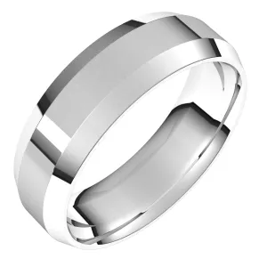 18K White 6 mm Beveled Edge Comfort Fit Light Band