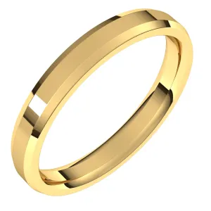 18K Yellow 3 mm Beveled Edge Comfort Fit Light Band