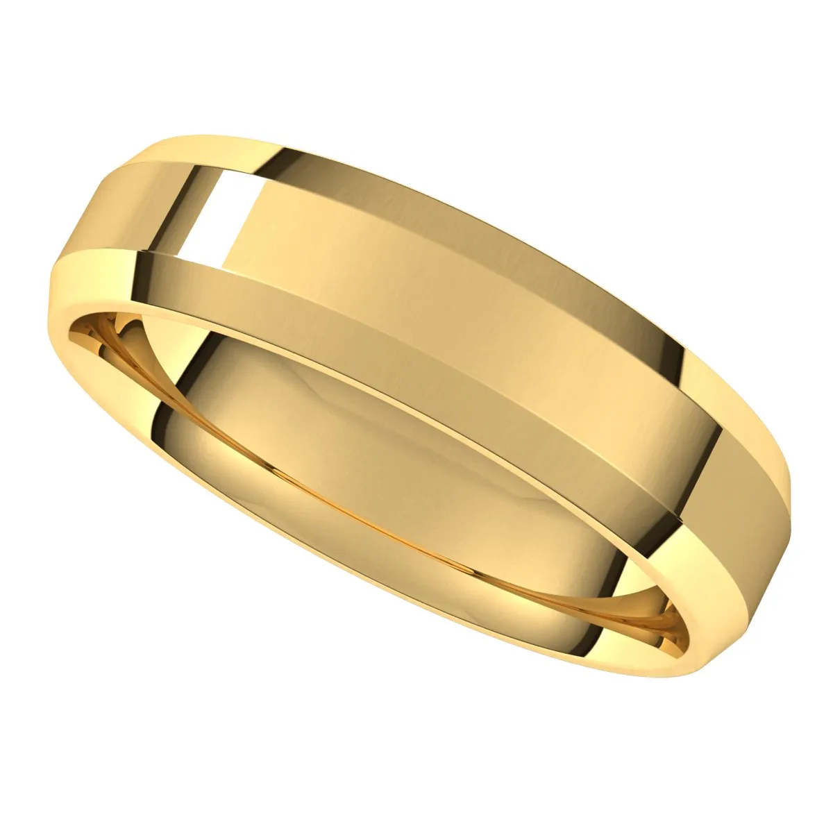 18K Yellow 5 mm Beveled Edge Comfort Fit Light Band