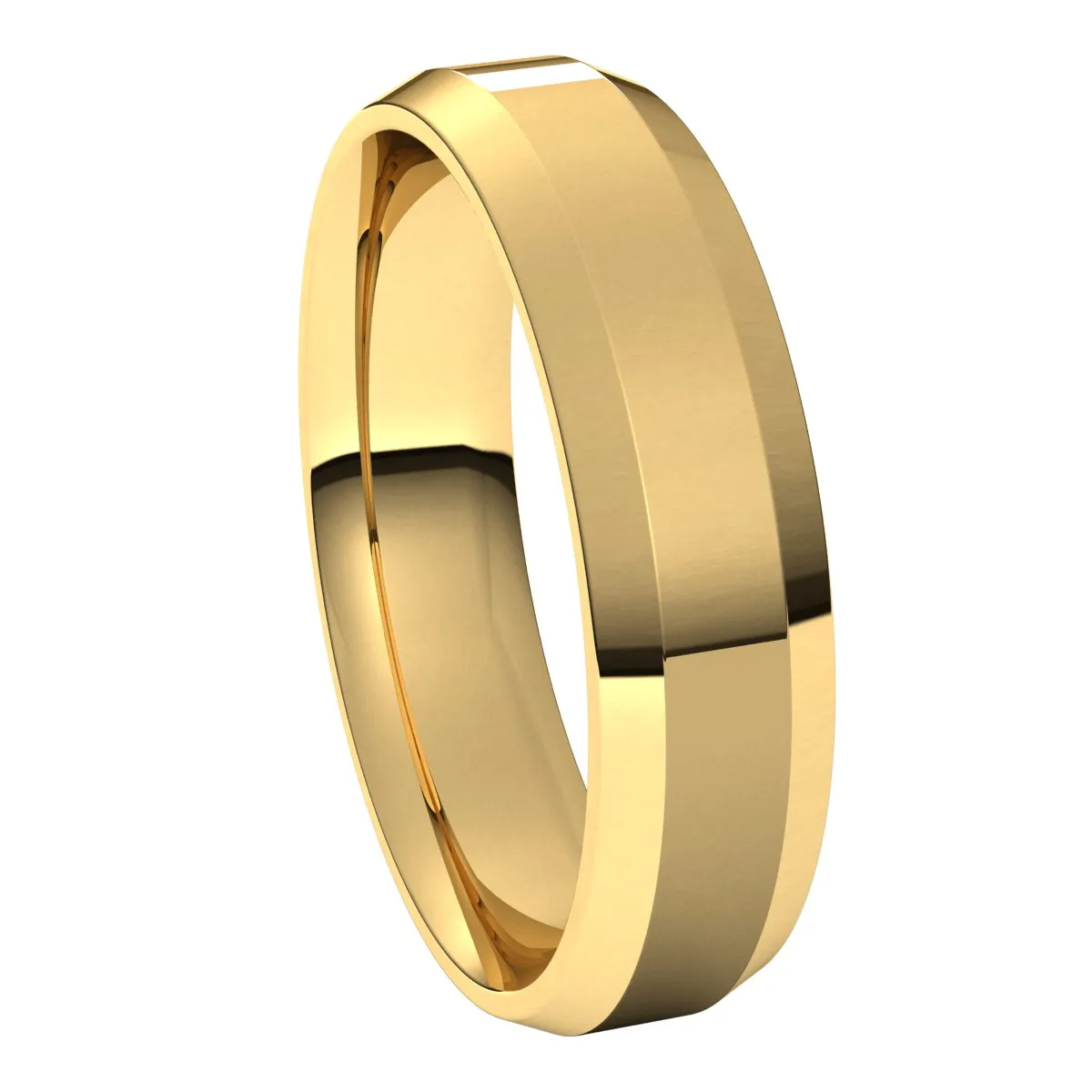 18K Yellow 5 mm Beveled Edge Comfort Fit Light Band