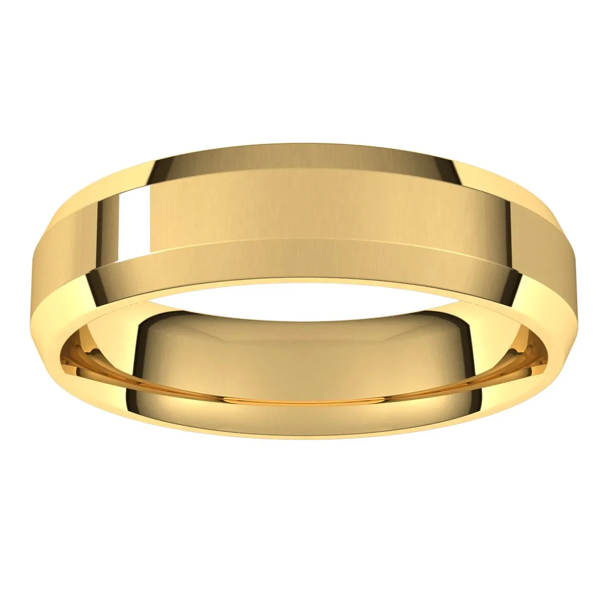 18K Yellow 5 mm Beveled Edge Comfort Fit Light Band
