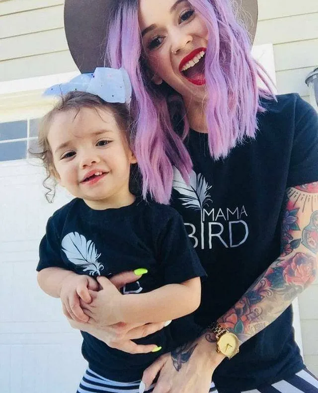 2 Piece Sets for Mama   Me - Mama Bird, Baby Bird - Black Tee