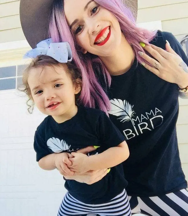 2 Piece Sets for Mama   Me - Mama Bird, Baby Bird - Black Tee