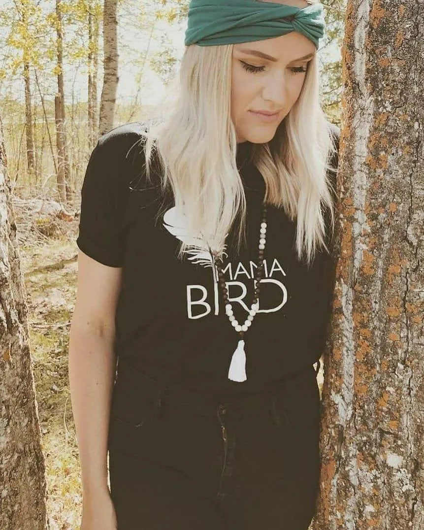 2 Piece Sets for Mama   Me - Mama Bird, Baby Bird - Black Tee