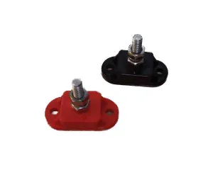 2 x Single Post Cable Connection Distribution Posts Blk Red