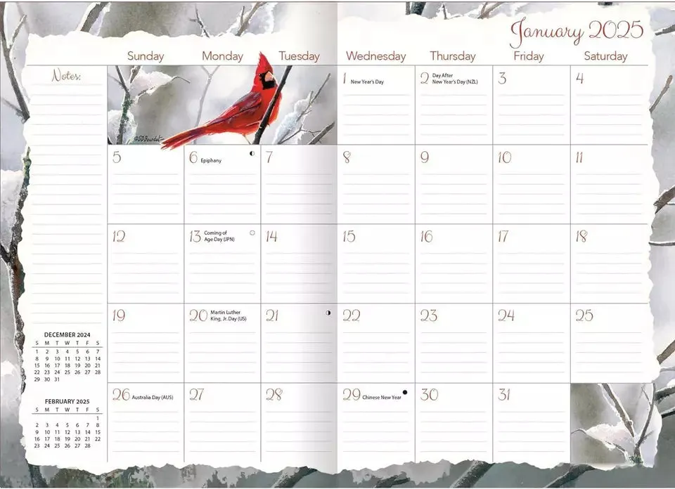 2025 Lang Monthly Planner - Songbirds