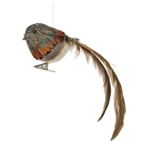 8" Natural Feather Bird Ornament