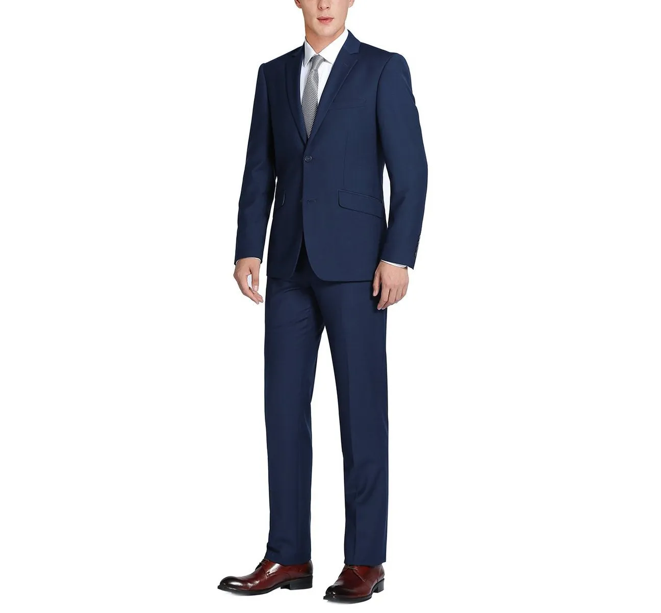 Alessandro Vitello by Renoir 2-Piece Slim Fit Notch Lapel Solid Suit 201-18