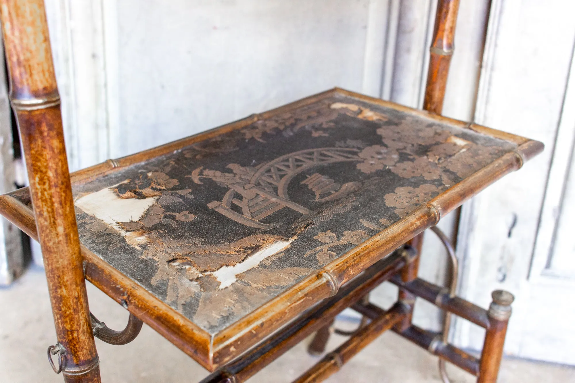 Antique French Faux Bamboo Chinoiserie Étagère Side Table